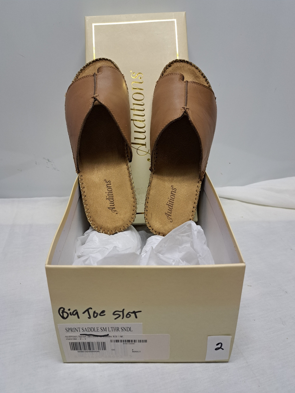 Auditions Women's Saddle Brown Leather Slip-On Mules
